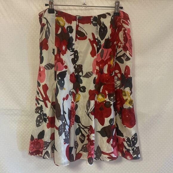 COPY - Etcetera Pink, red, white, Brown Floral Print A line twirl skirt - Picture 2 of 4